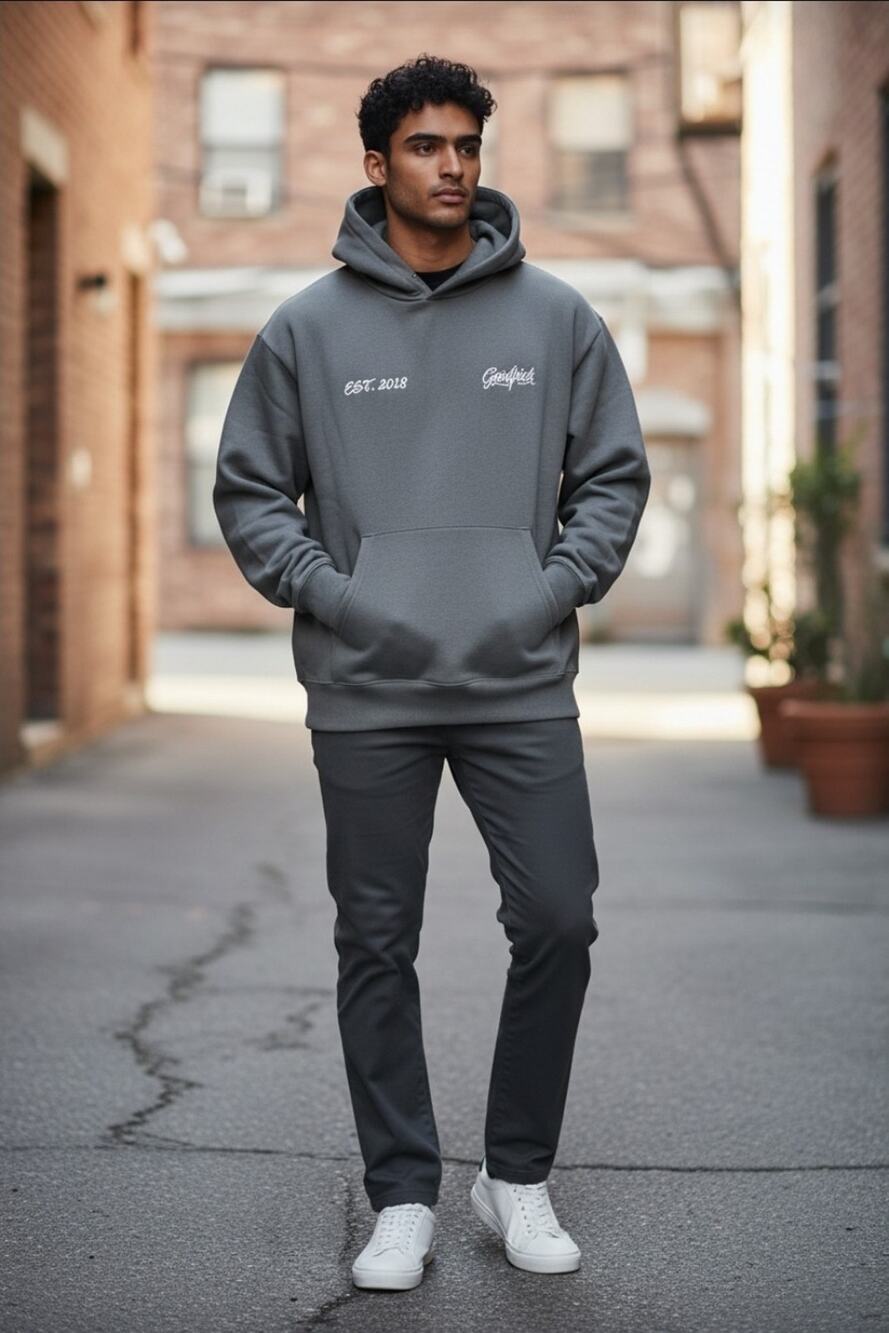 Sz Med in a deep charcoal gray